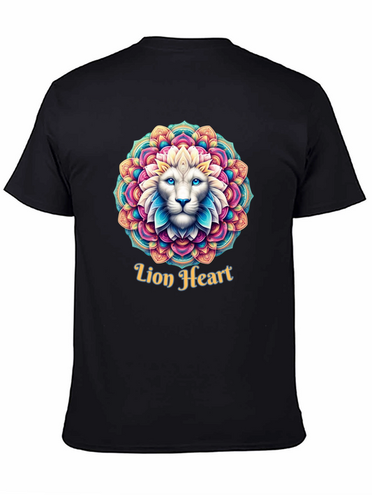 Lion Heart Mandala Graphic Tee - Black