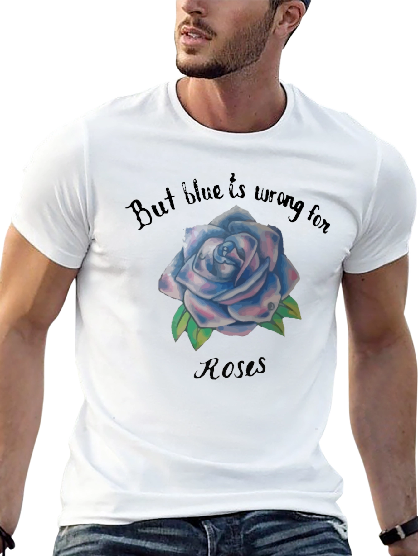 Blue Rose Graphic Black Tee