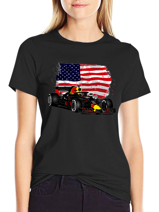 American Flag F1 Race Car Graphic Tee
