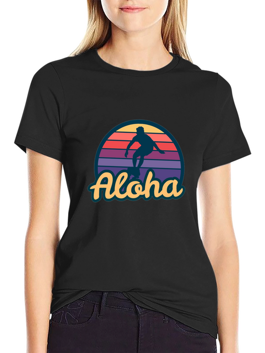 Aloha Surfer Graphic Tee - Retro Sunset Design