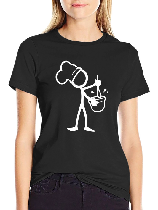 Chef Stick Figure T-Shirt - Whimsical Cook Tee