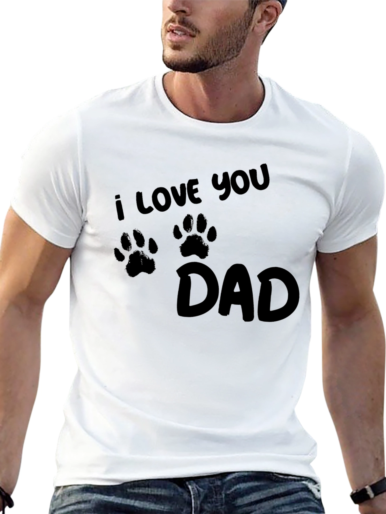 I Love You Dad Paw Print T-Shirt