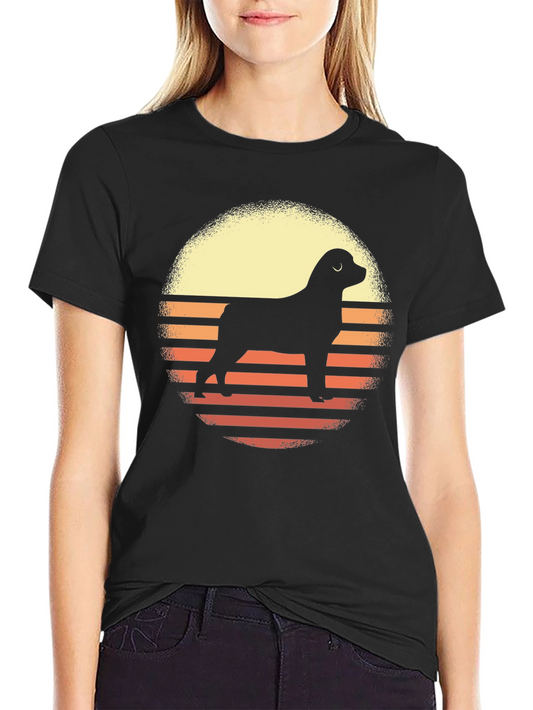 Dog Silhouette Sunset Graphic Tee - Black