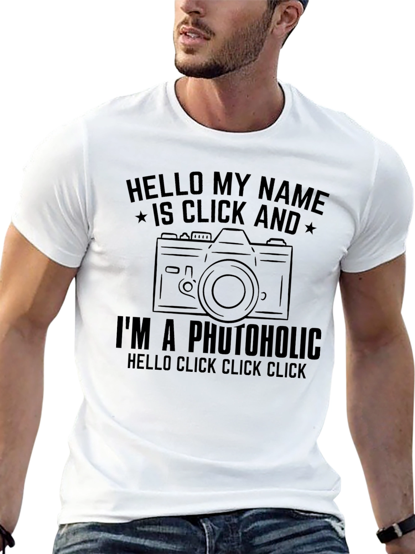 Photoholic Camera Graphic Tee - Black Cotton T-Shirt