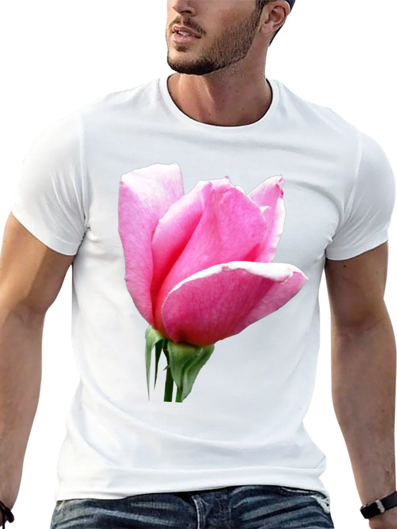 Pink Rose Graphic Tee - Soft Cotton Blend