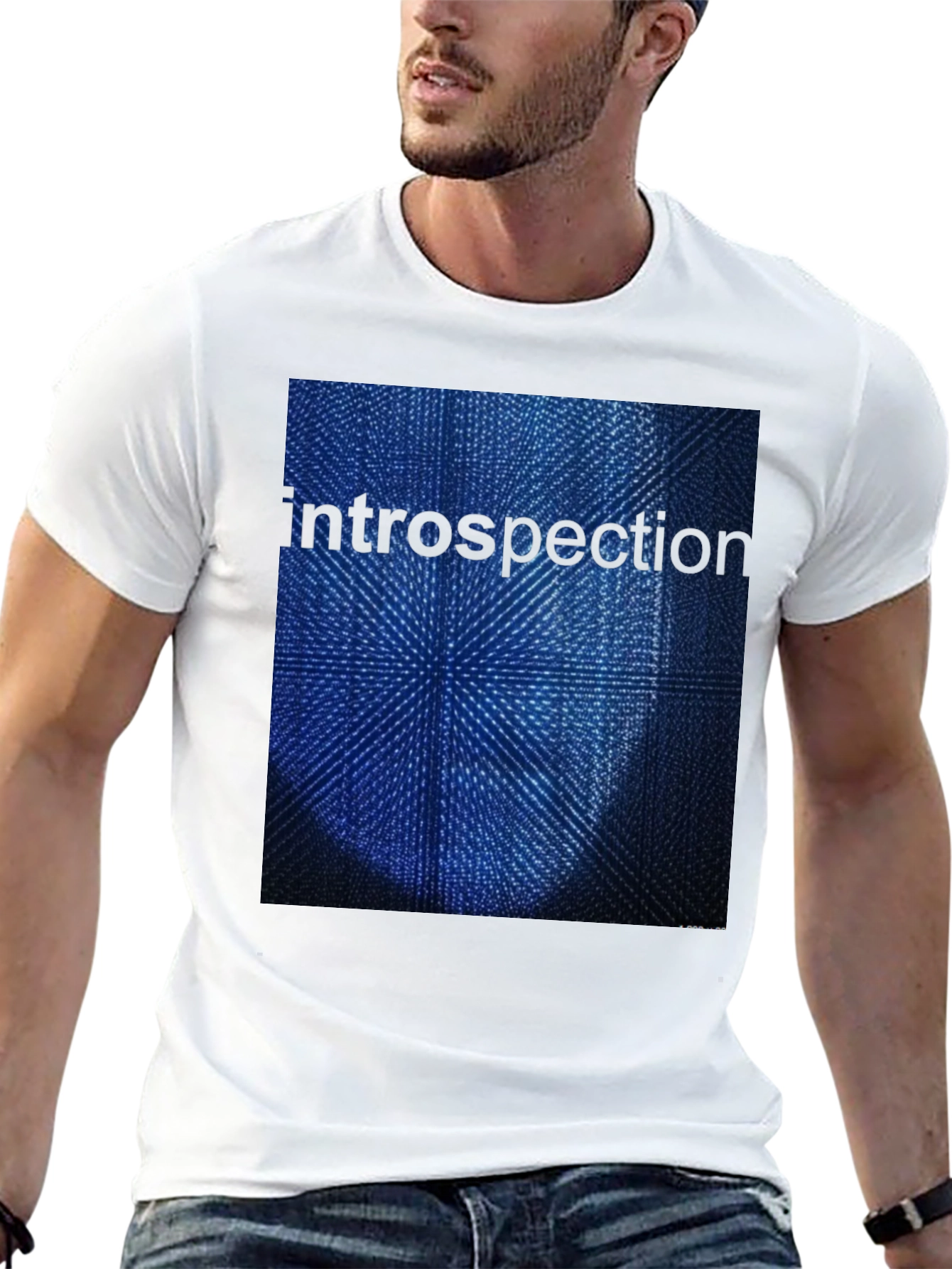 Introspection Graphic Print Black T-Shirt