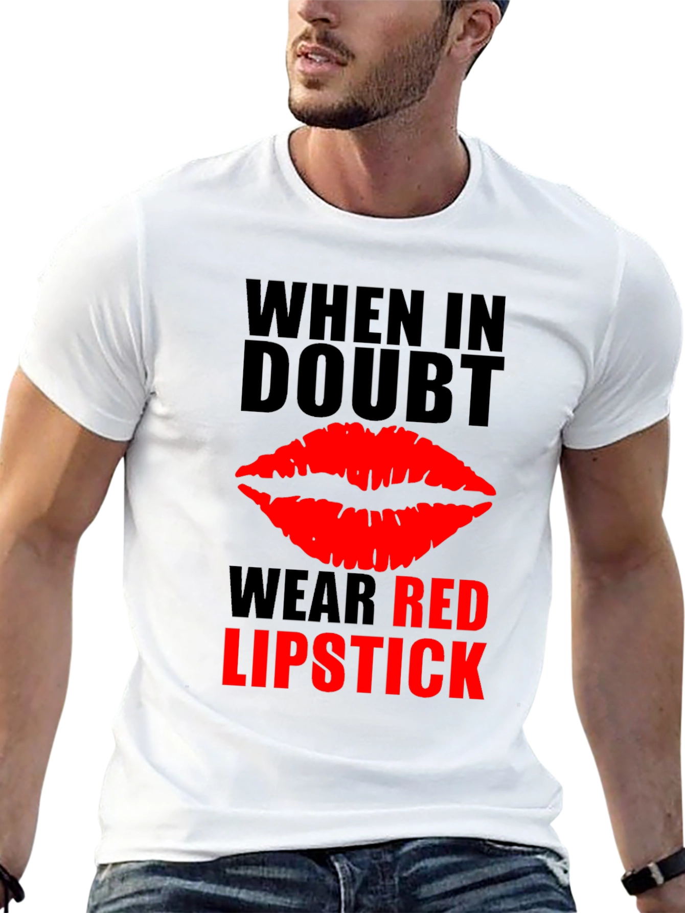 Red Lipstick Graphic Tee - When in Doubt T-Shirt