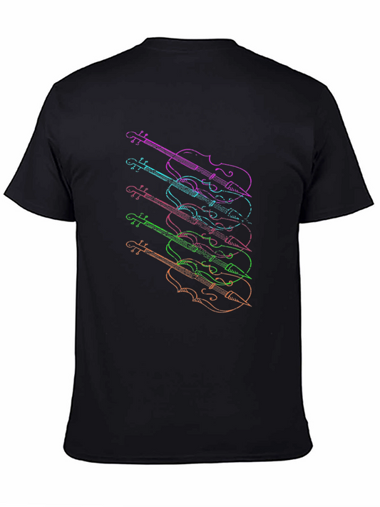 Colorful Violin Graphic T-Shirt - Musical Instrument Tee
