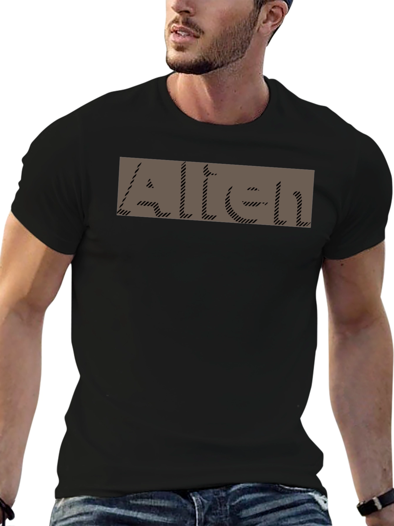 Mens Alien Graphic Print Black T-Shirt