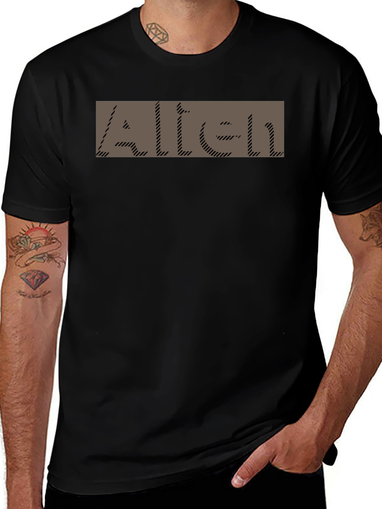 Mens Alien Graphic Print Black T-Shirt