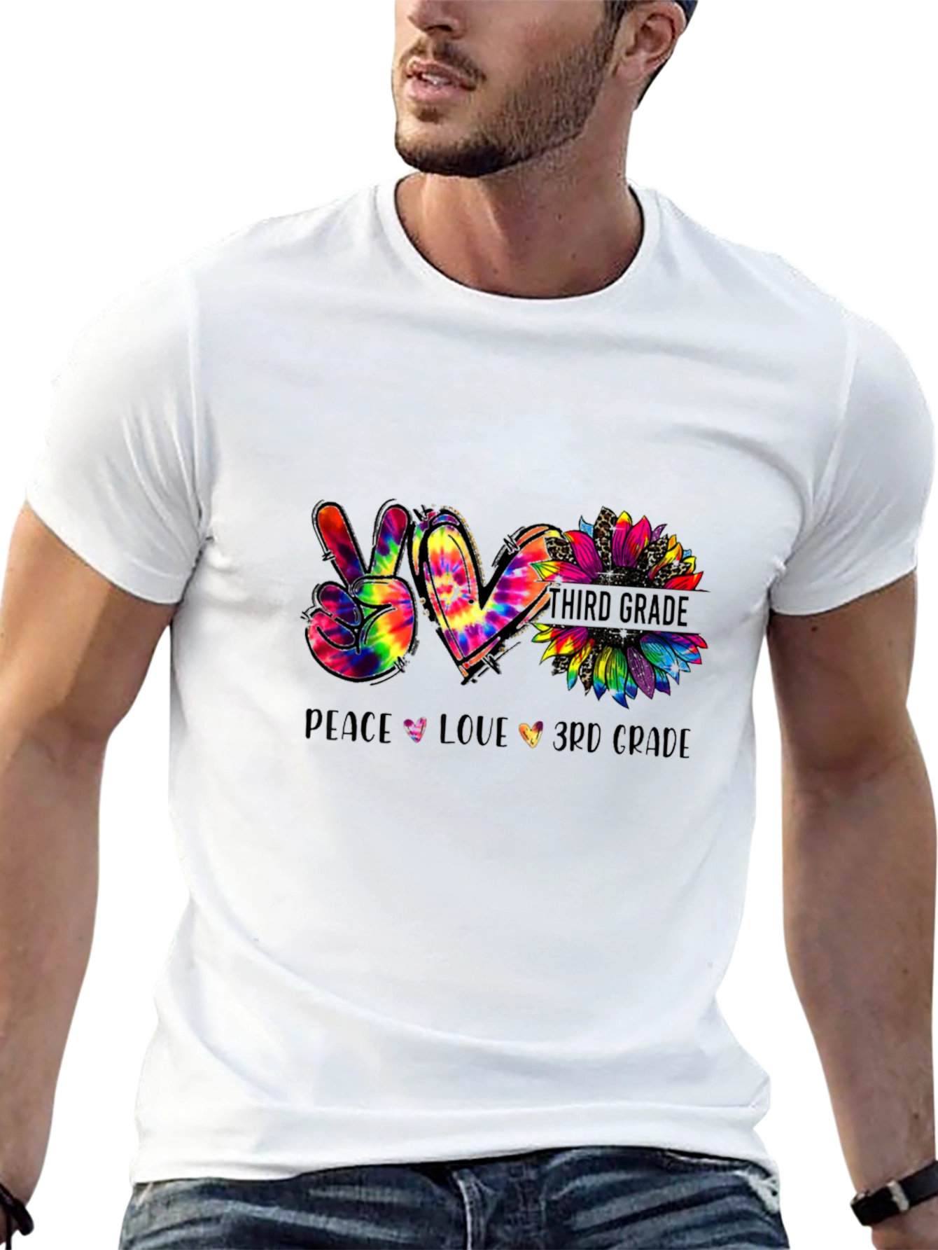 Peace Love Third Grade Tie Dye T-Shirt
