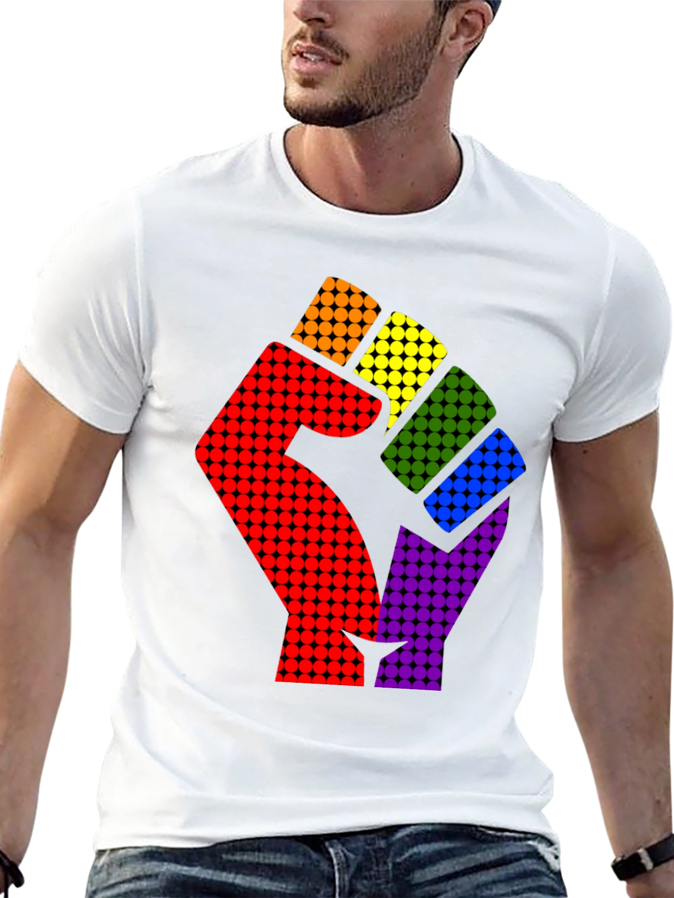 Pride Fist Graphic Tee - Rainbow Power