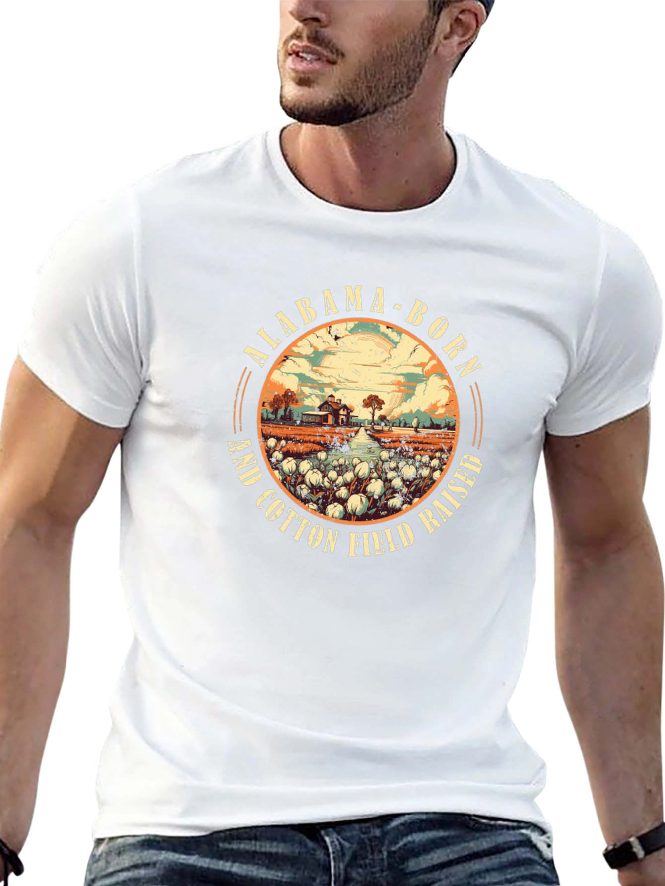 Alabama Born Cotton Field Raised Graphic Tee