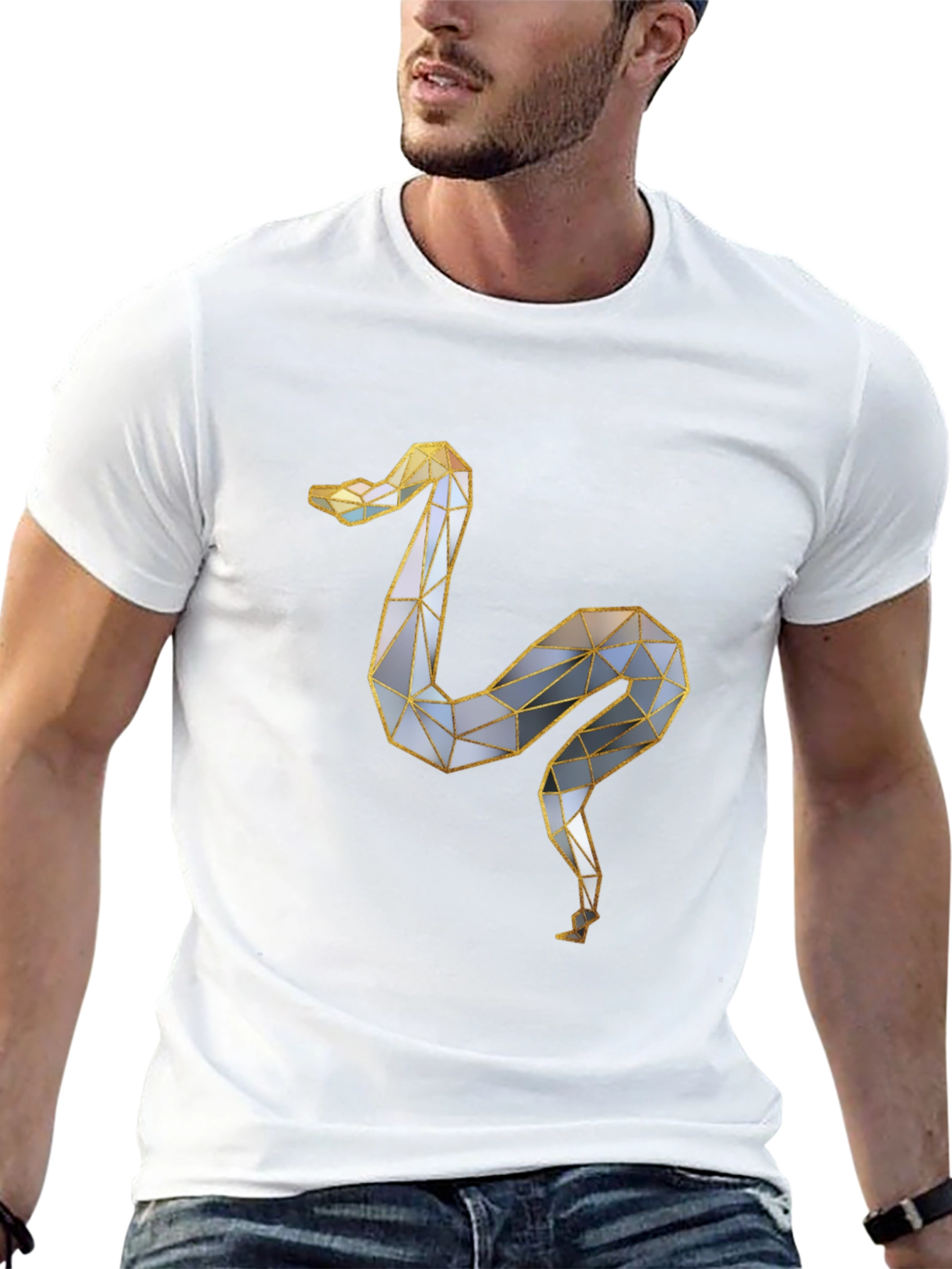 Geometric Snake Graphic Tee - Modern & Stylish
