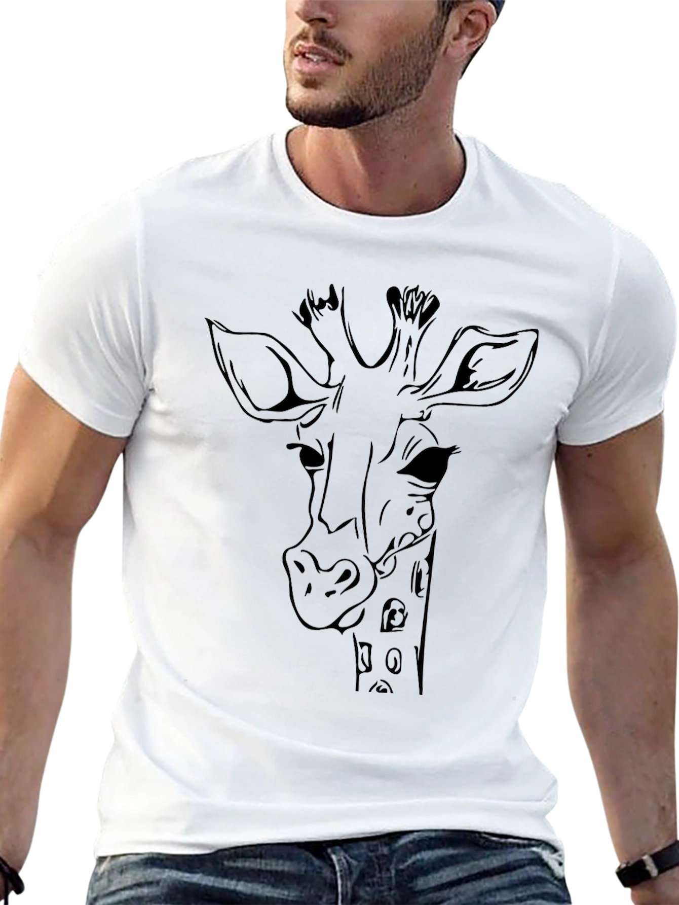 Giraffe Graphic Tee - Black Cotton Blend