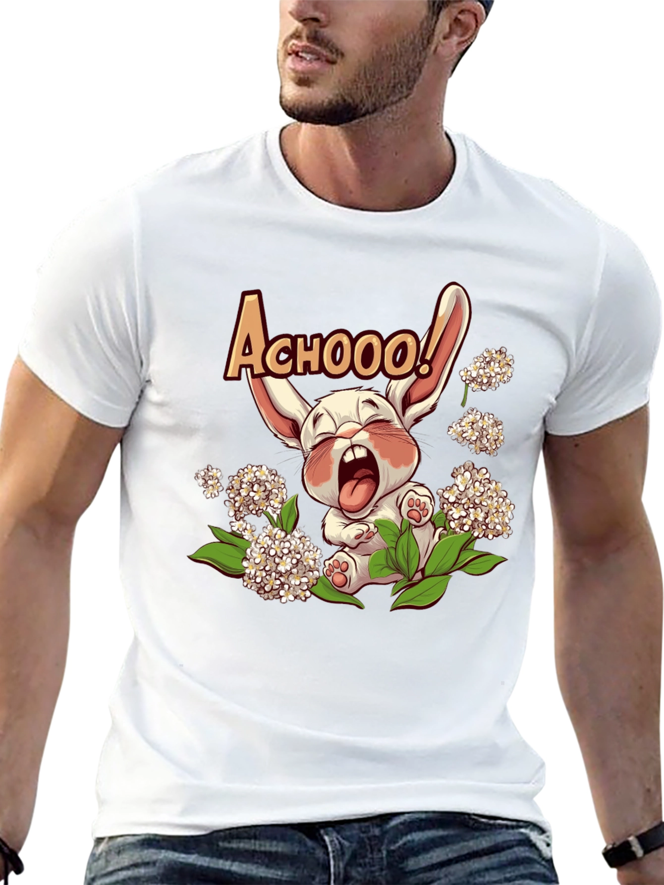 Cute Allergy Rabbit Graphic T-Shirt