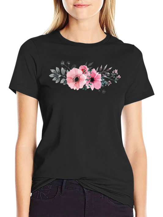 Floral Print Black T-Shirt