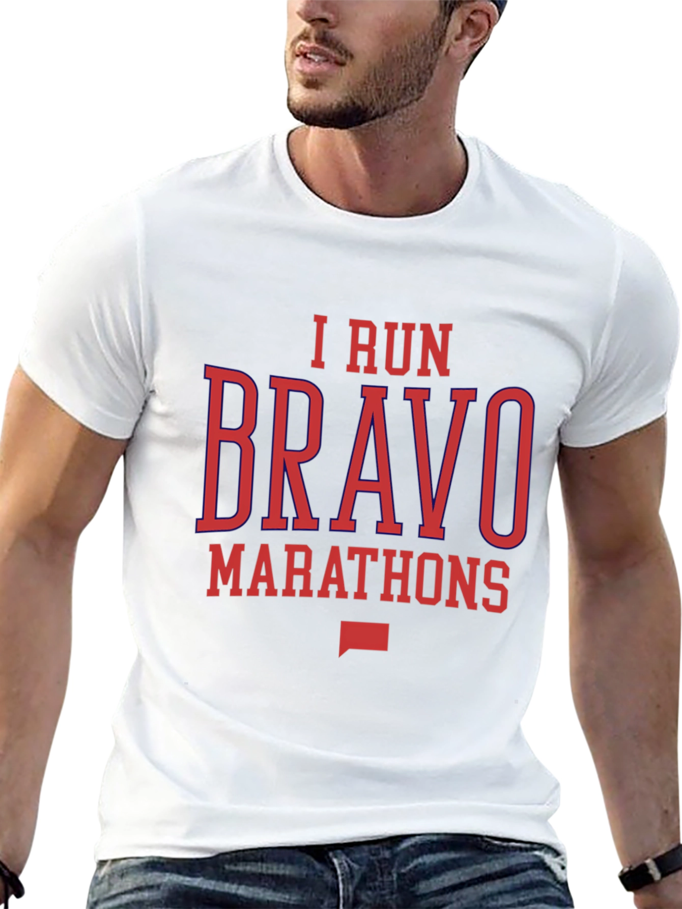 I Run Bravo Marathons Black Graphic Tee