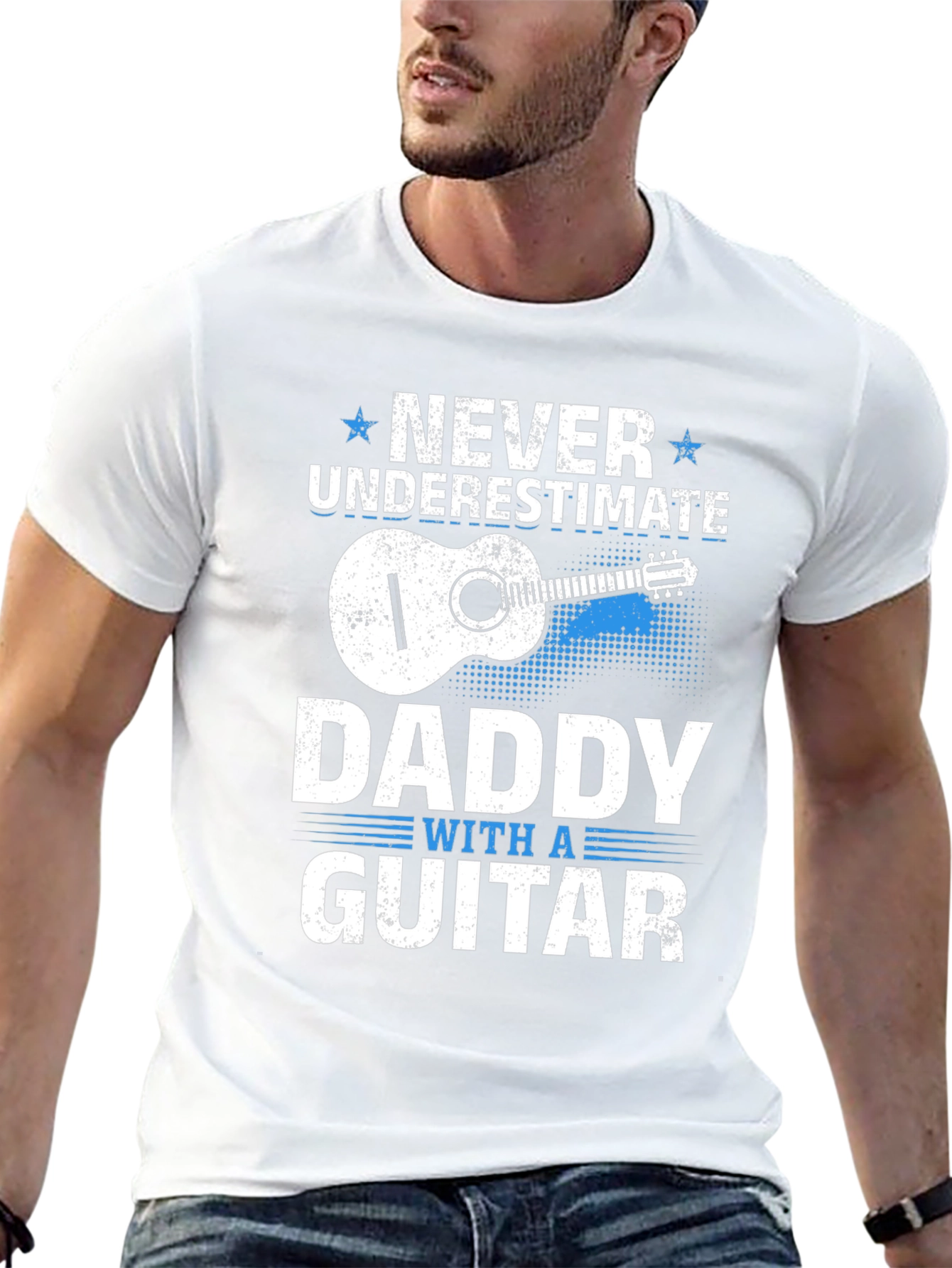 Never Underestimate Daddy with a Guitar T-Shirt