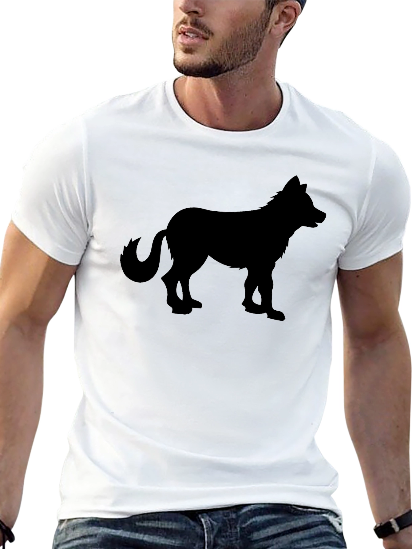 Black Wolf Silhouette Graphic T-Shirt