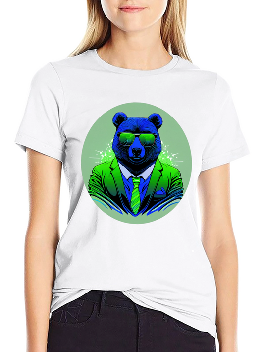 Bear in Suit Graphic T-Shirt - Black