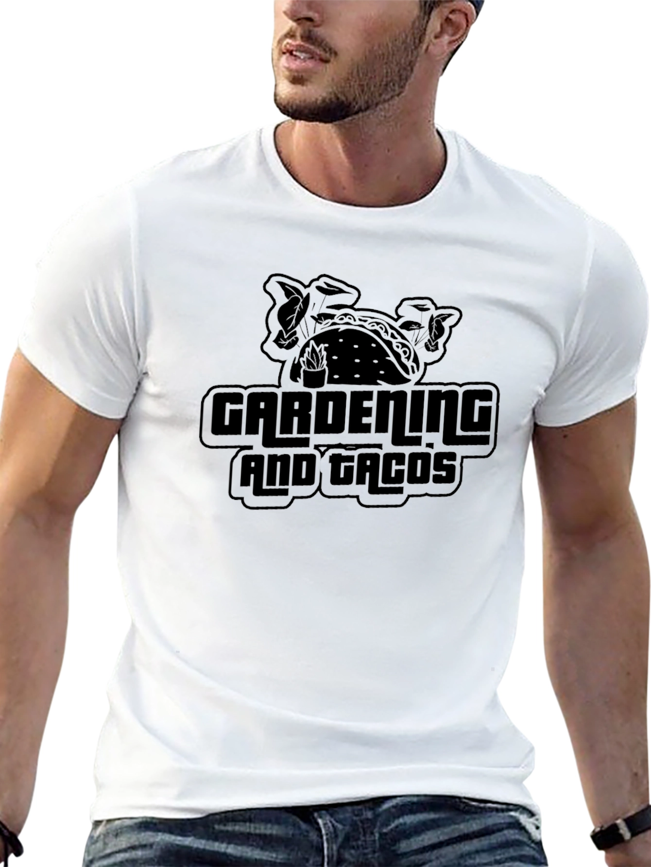 Gardening and Tacos Black Graphic Tee