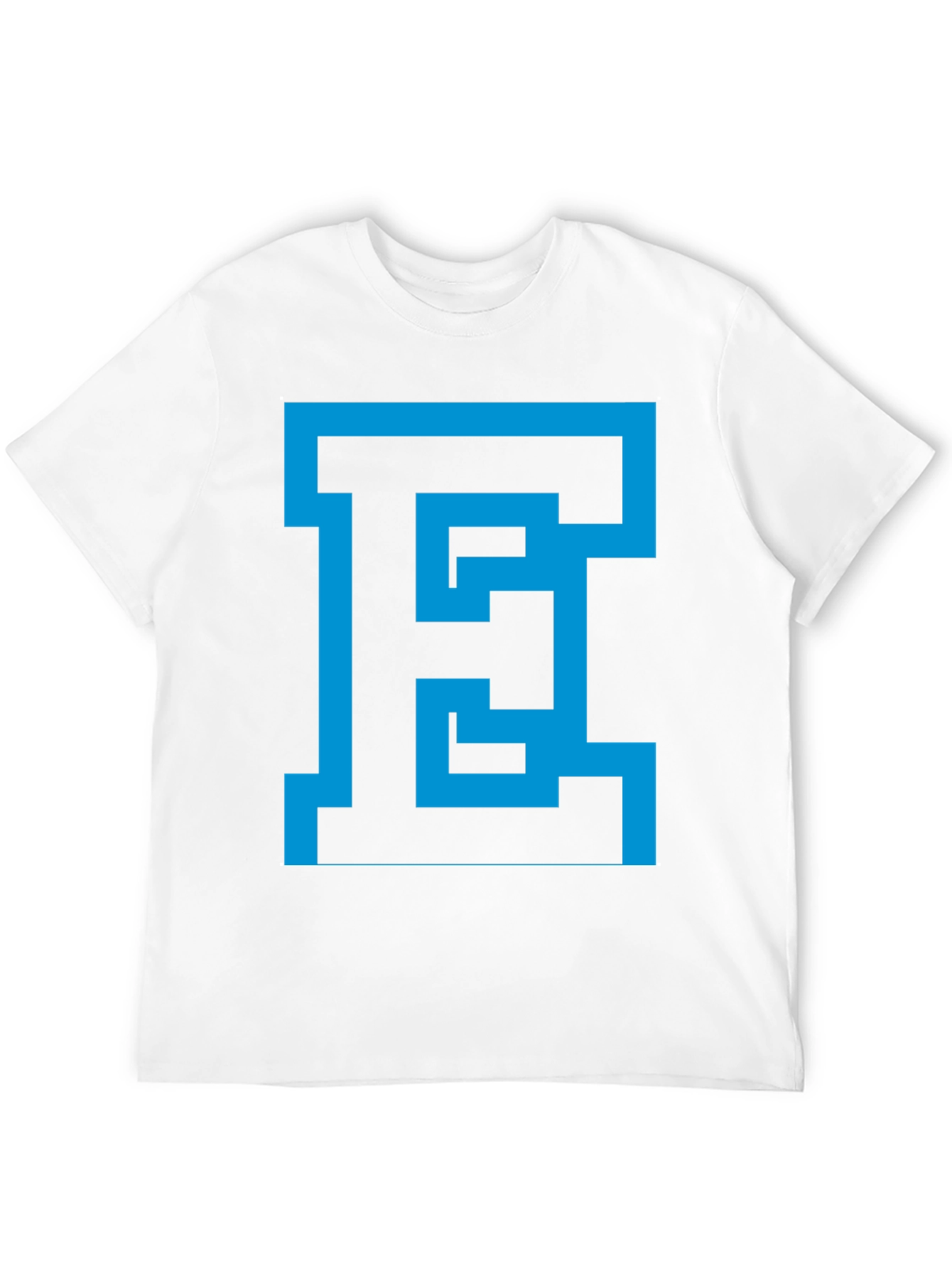 Abstract Blue E Graphic Black Tee