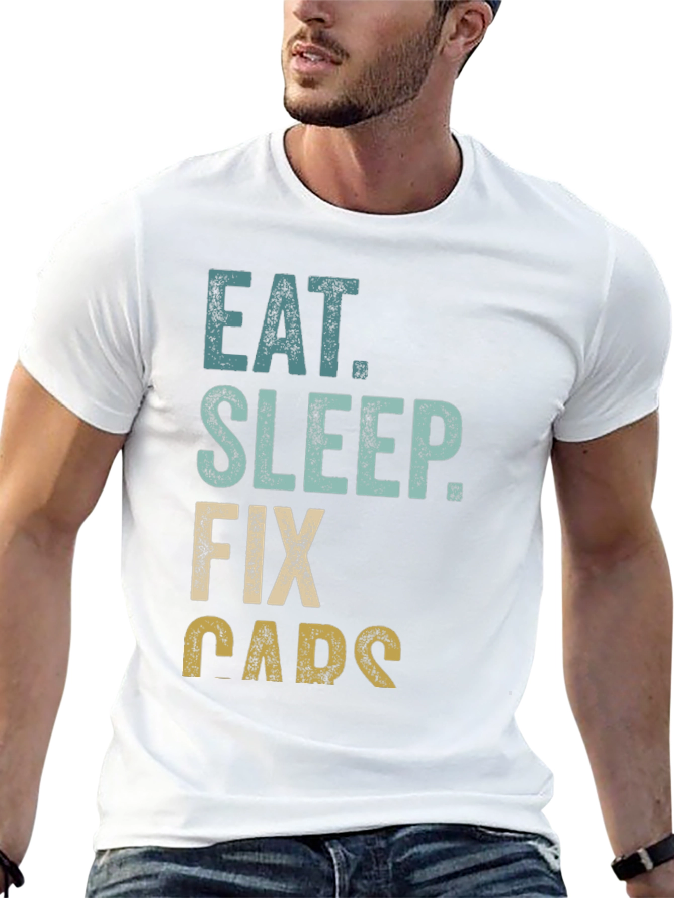 Eat Sleep Fix Cars Graphic Tee - Black