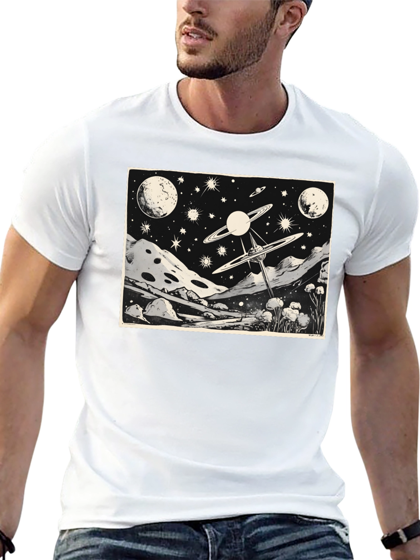 Cosmic Landscape Graphic Tee - Black