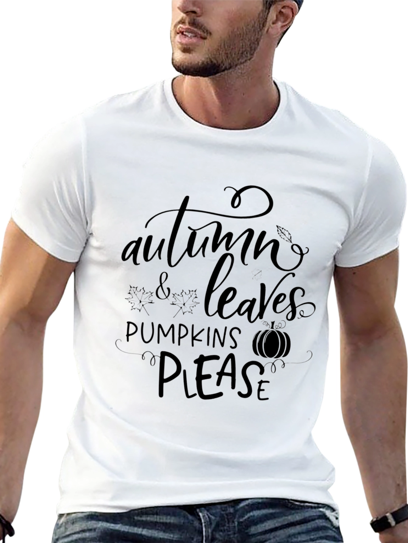 Autumn Leaves Pumpkins Please Graphic Tee