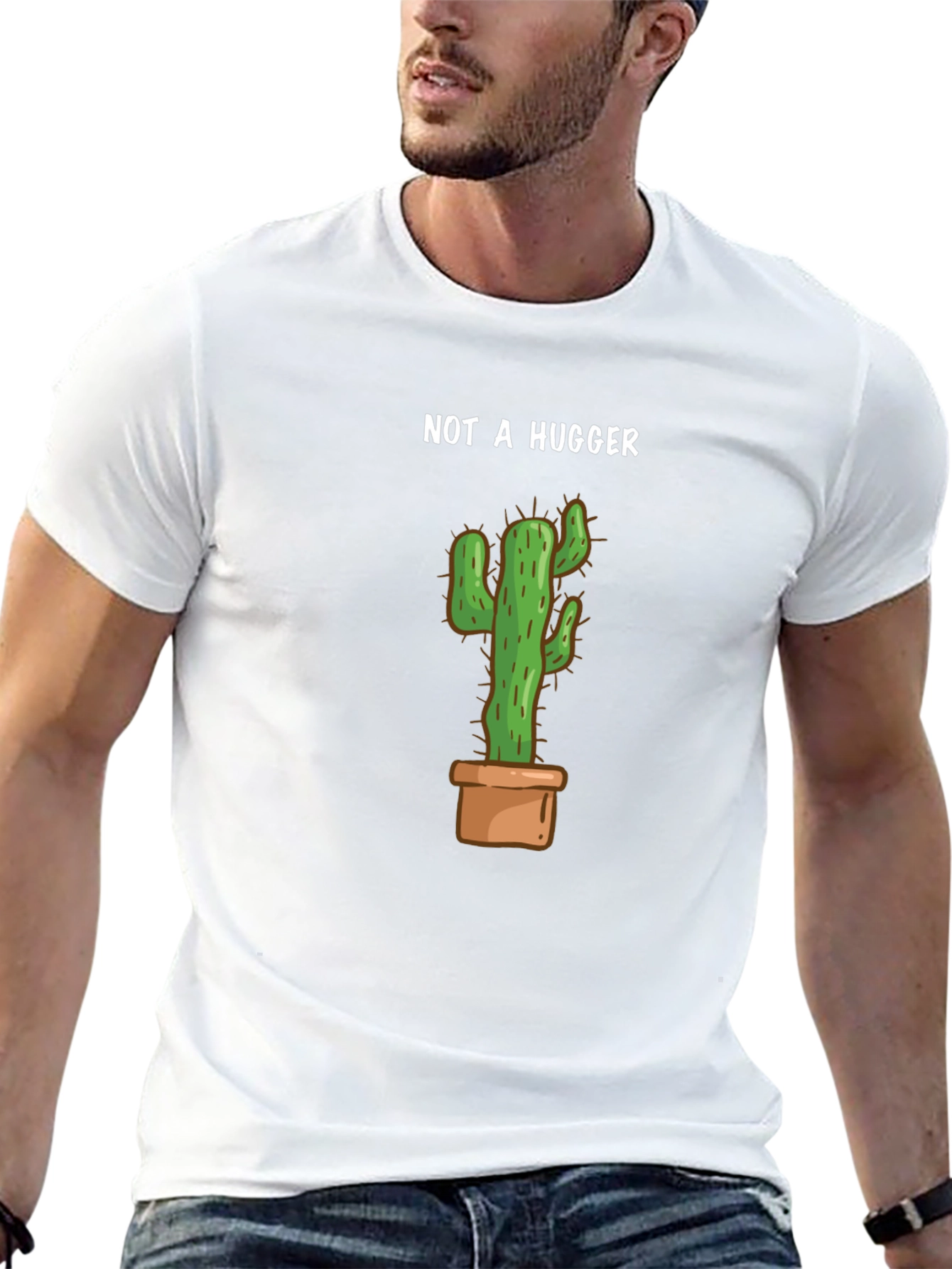 Not A Hugger Cactus Graphic T-Shirt