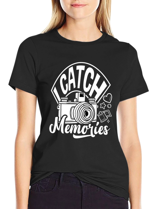 I Catch Memories Camera Graphic Tee - Black Cotton