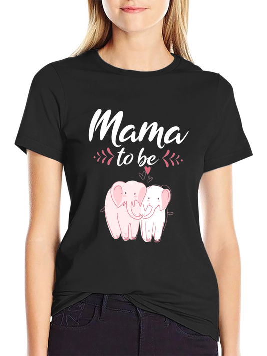 Mama To Be Elephant Graphic Tee - Black