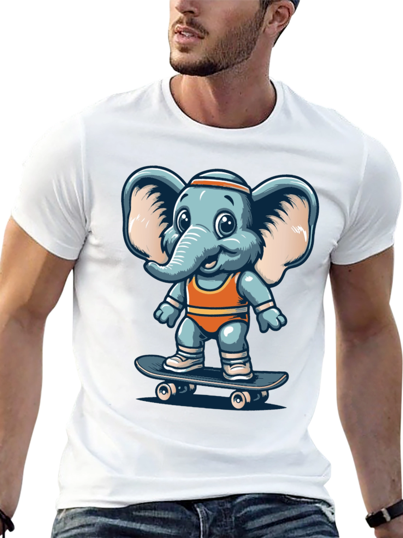 Elephant Skateboard Graphic Tee - Cool Casual Shirt