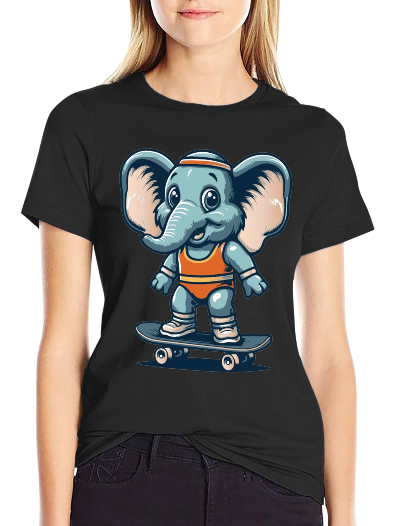 Elephant Skateboard Graphic Tee - Cool Casual Shirt