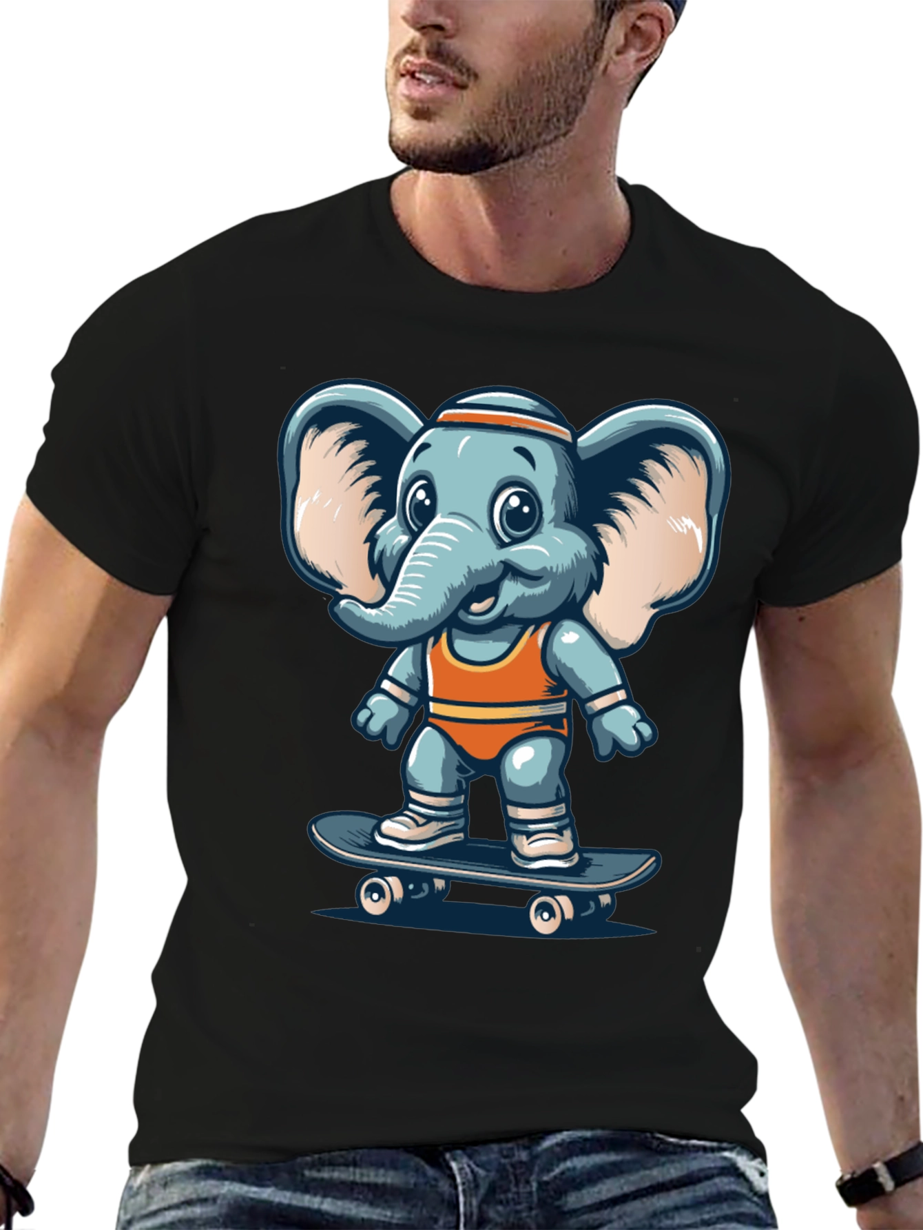 Elephant Skateboard Graphic Tee - Cool Casual Shirt