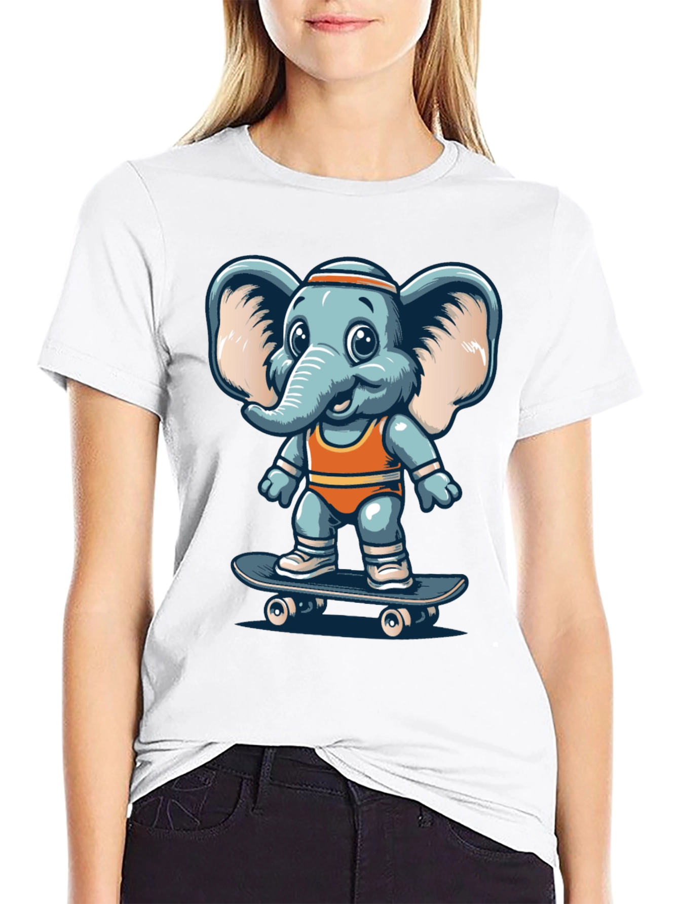 Elephant Skateboard Graphic Tee - Cool Casual Shirt