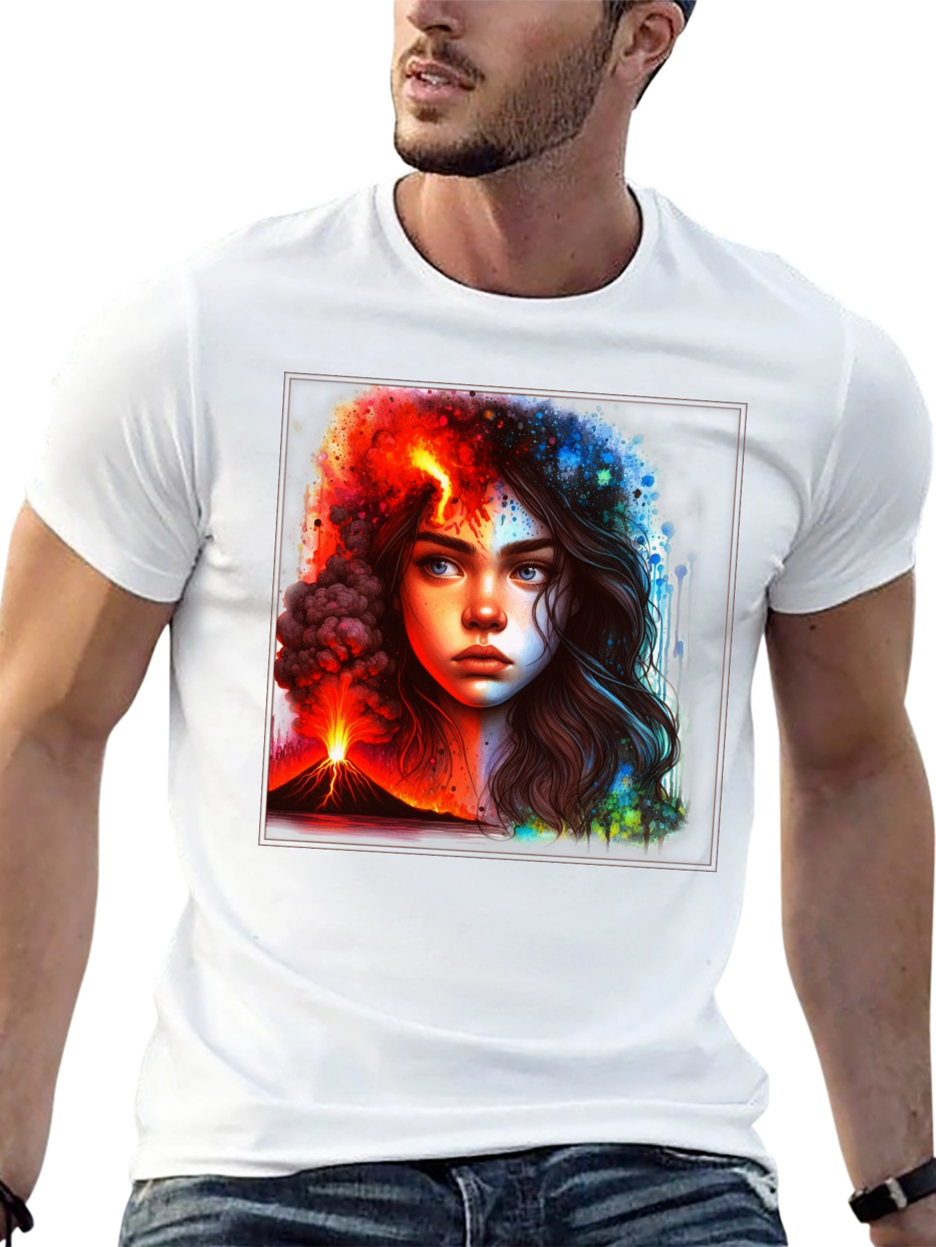 Lava & Rain T-Shirt: Dual Nature Graphic Tee