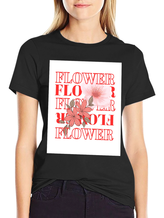 Floral Graphic Tee - Black Cotton Comfort
