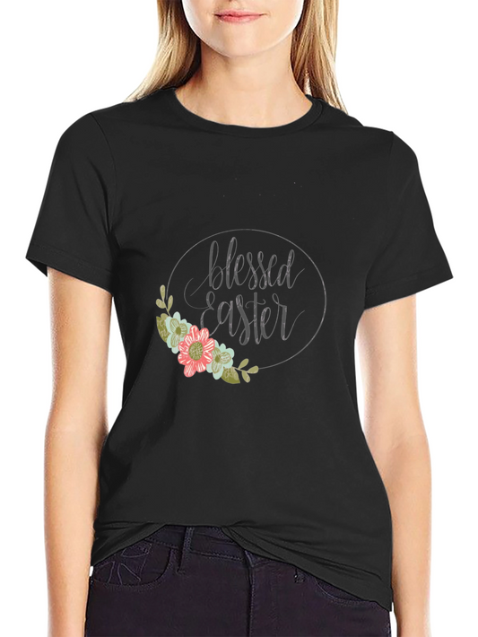 Blessed Easter Floral Graphic T-Shirt