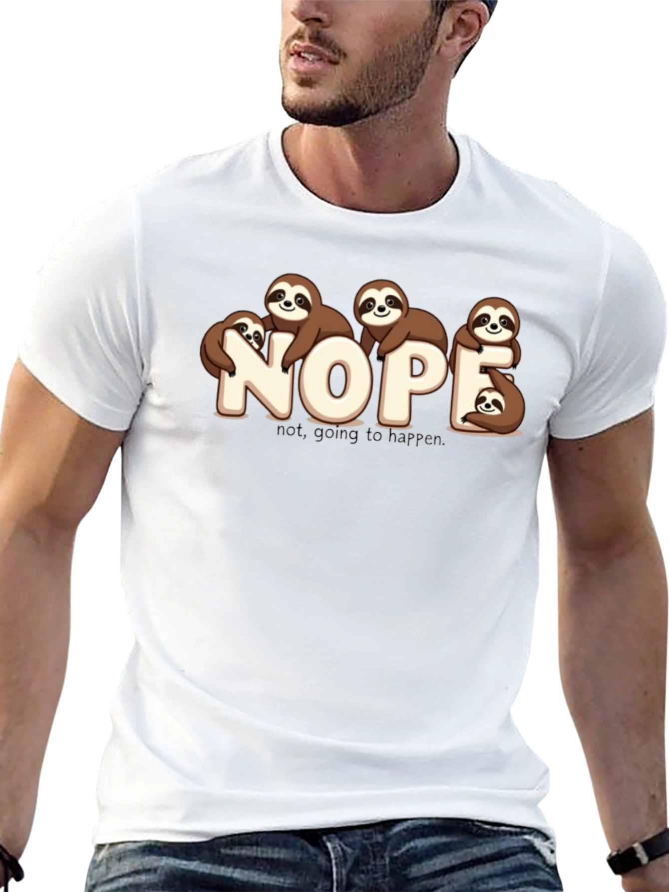 Nope Sloth Graphic T-Shirt - Funny Lazy Animal Tee