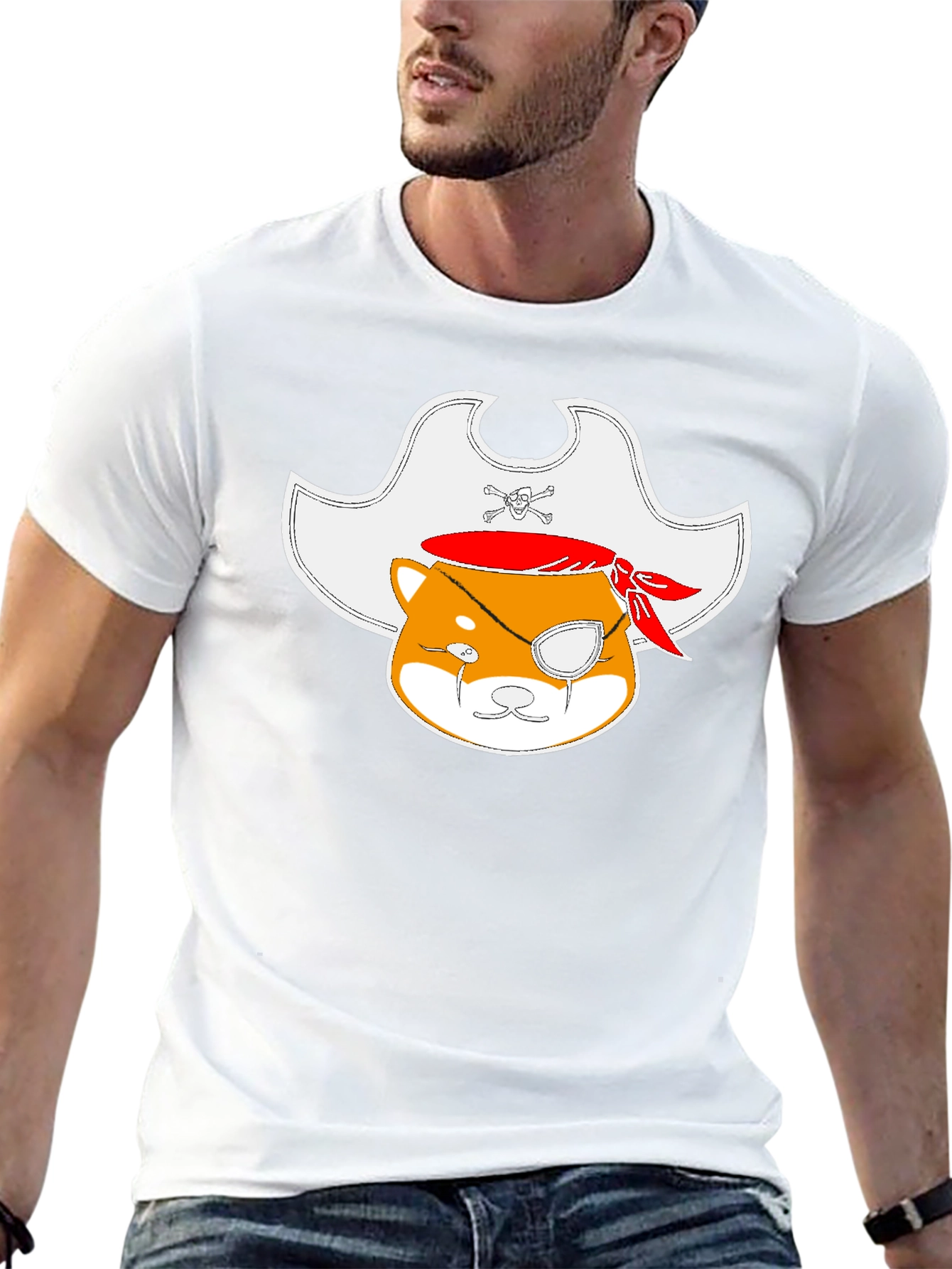 Pirate Shiba Inu Black T-Shirt