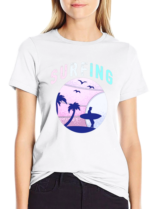 Surfing Beach Graphic T-Shirt