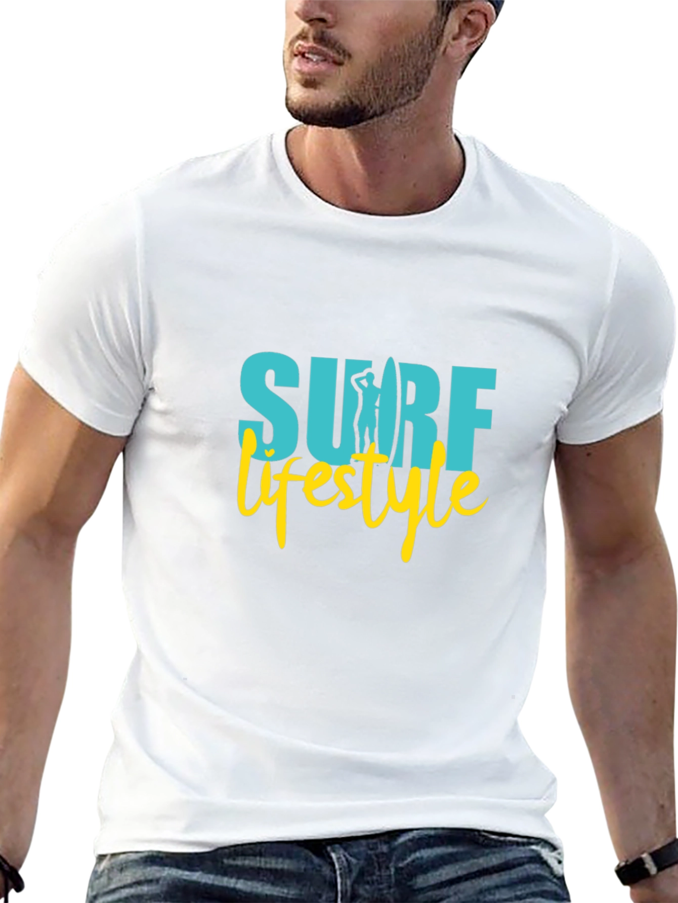 Surf Lifestyle Graphic Tee - Black Cotton Shirt