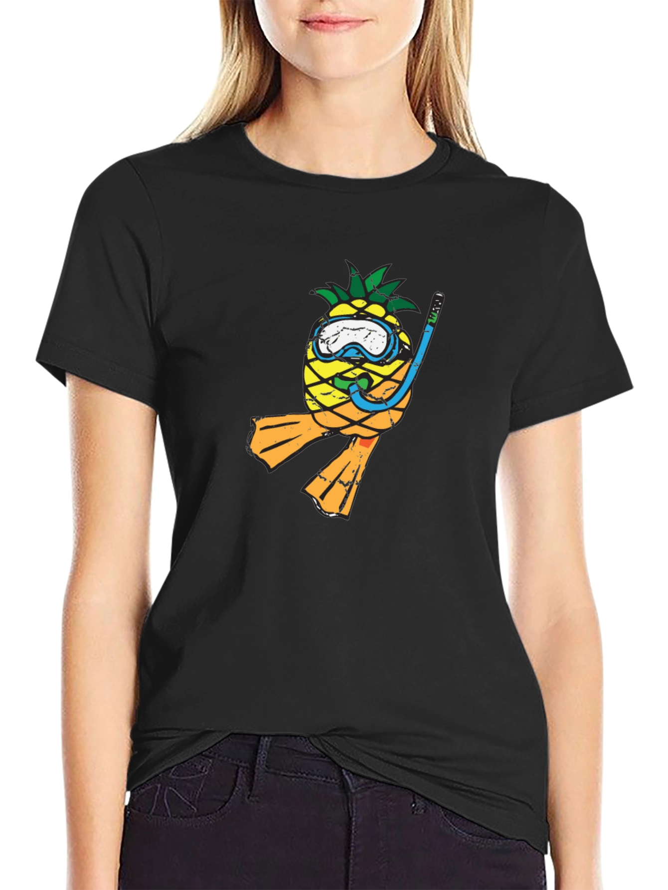 Pineapple Scuba Diver Graphic Tee - Black T-Shirt