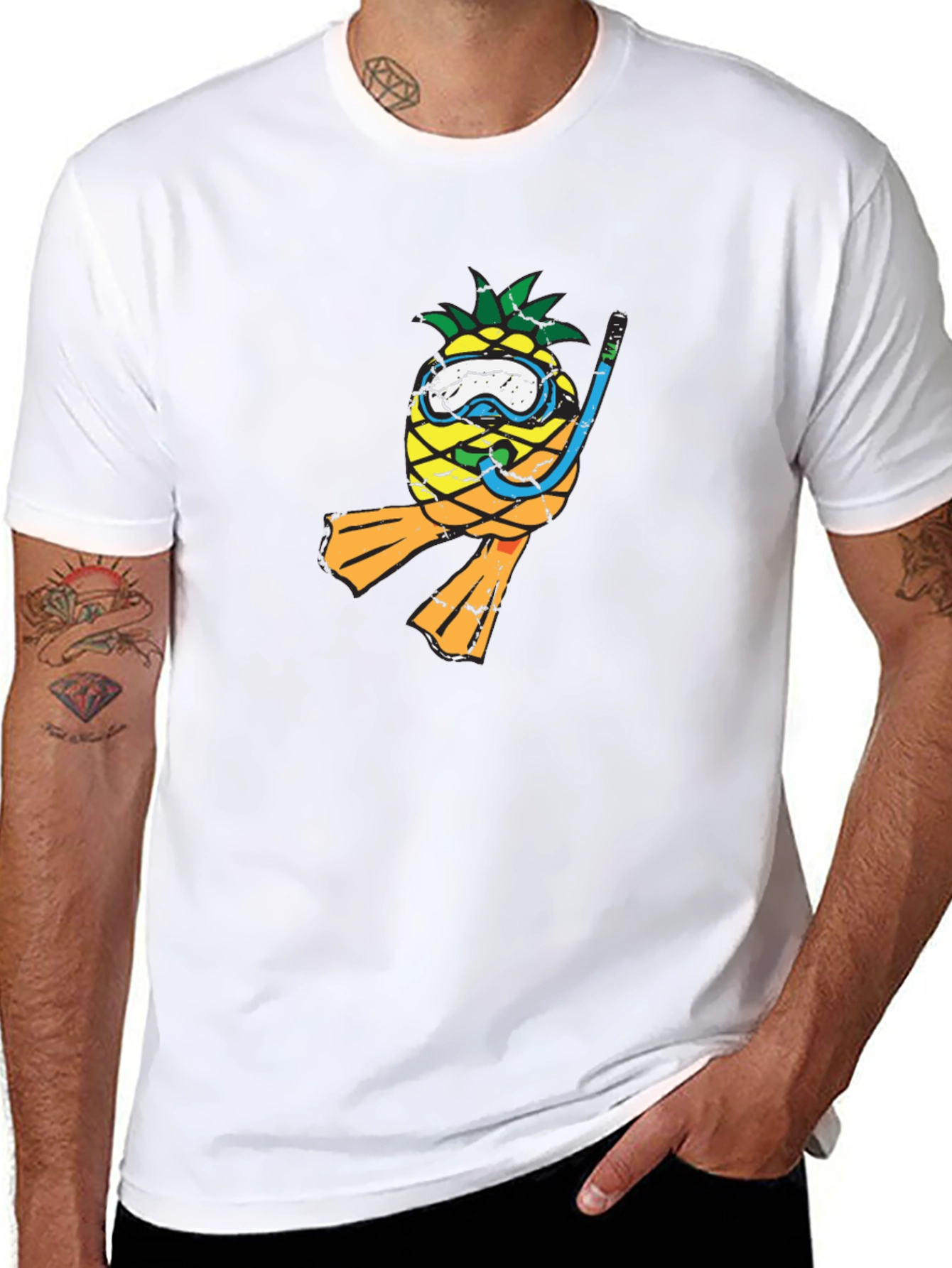 Pineapple Scuba Diver Graphic Tee - Black T-Shirt