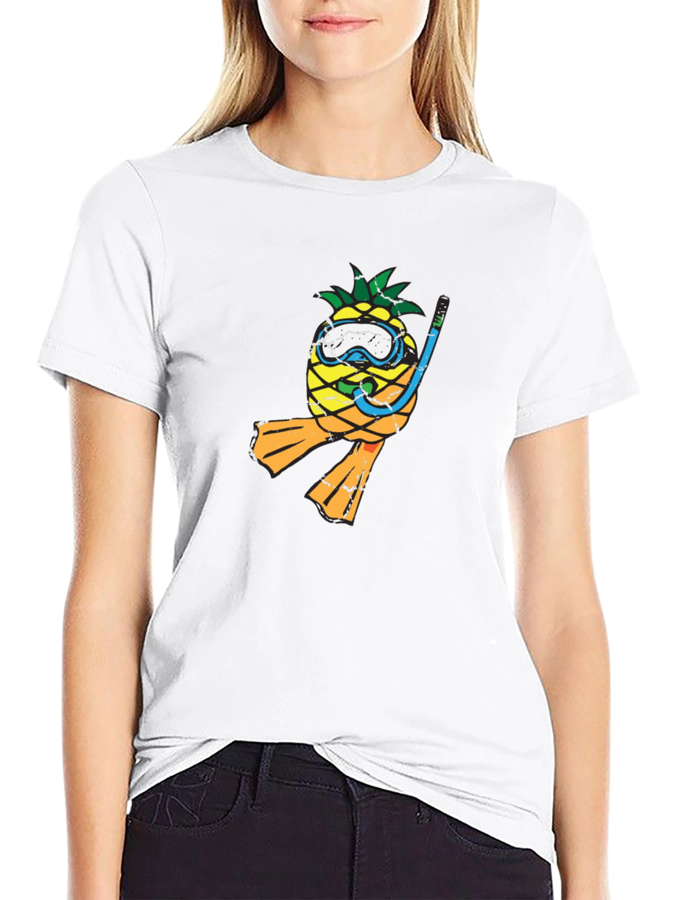 Pineapple Scuba Diver Graphic Tee - Black T-Shirt