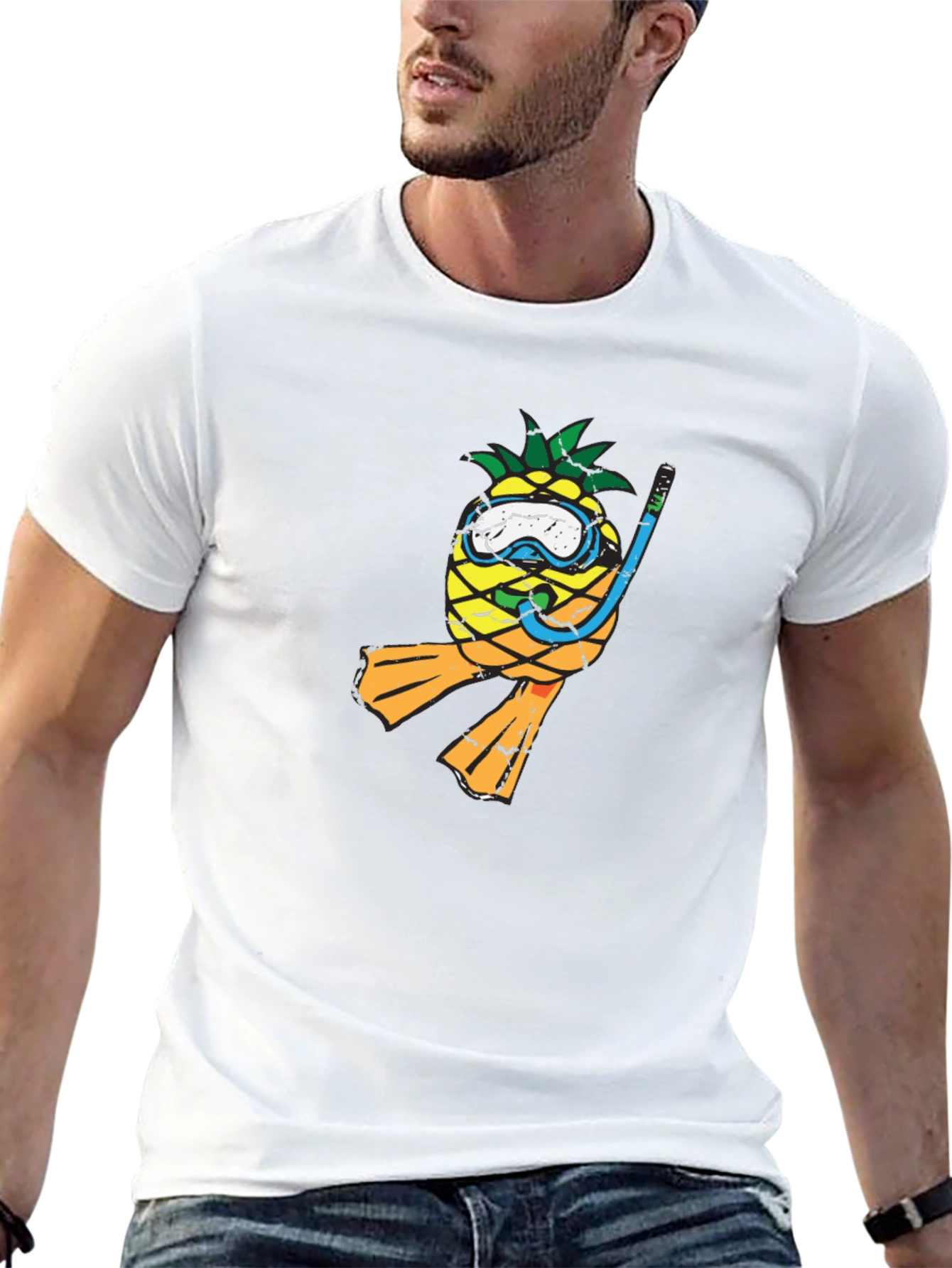 Pineapple Scuba Diver Graphic Tee - Black T-Shirt