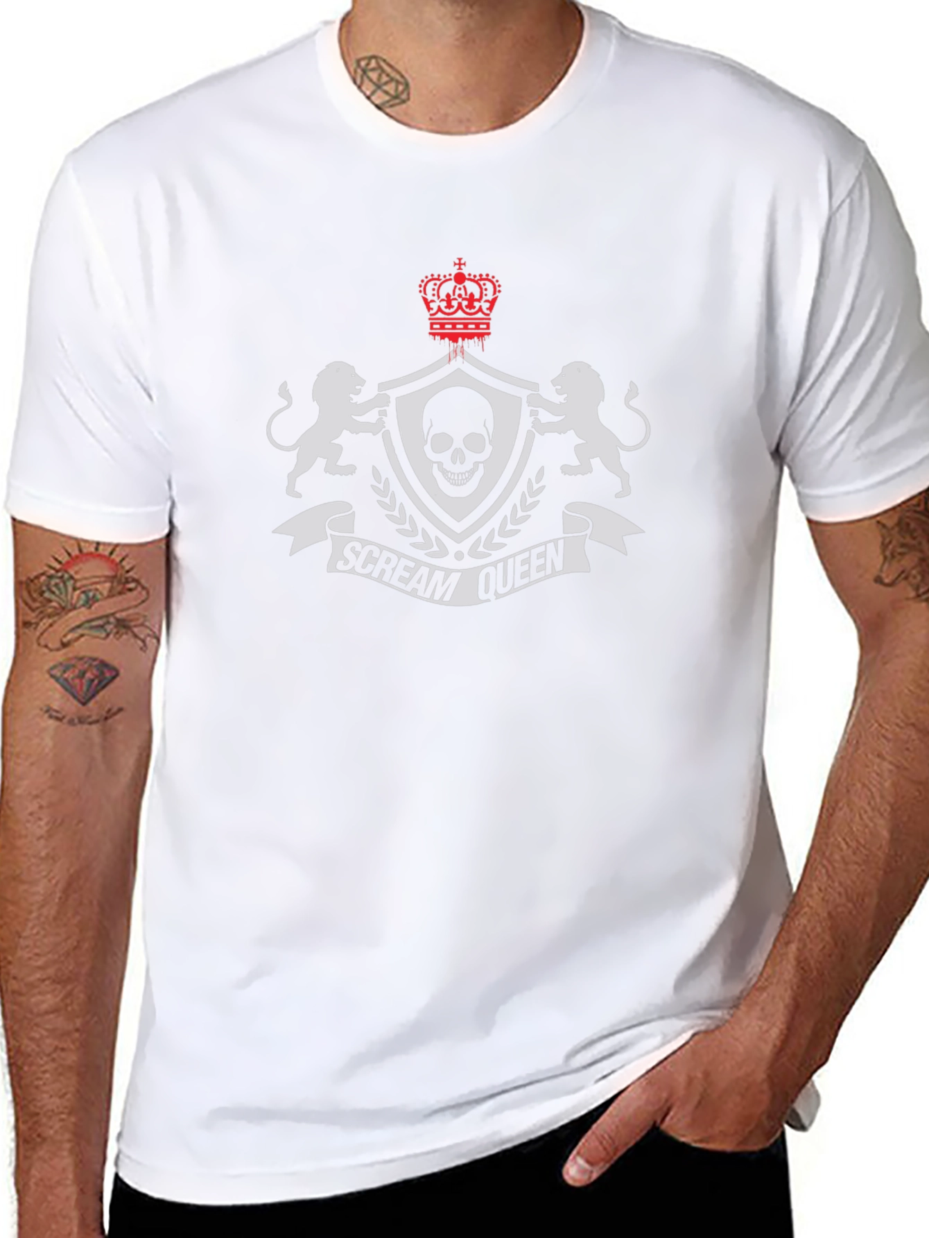 Scream Queen Graphic Tee - Skull & Crown Design