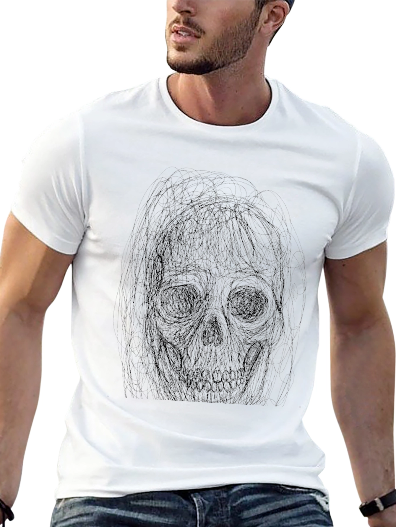 Skull Sketch Tee - Dark Graphic T-Shirt